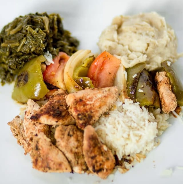 Chicken Souvlaki Kabob Dinner.